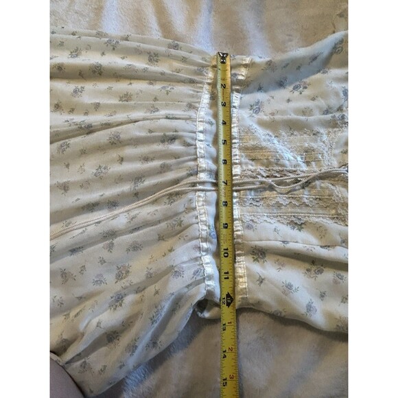 Gunne Sax Cream Maxi Dress The “Blue Rose Calico Lace-Up Prairie Gown - Picture 12 of 16